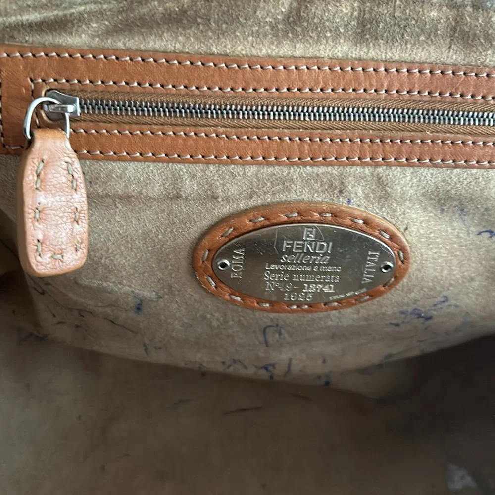 FENDI Selleria Doctor Bag pebbled leather 🇮🇹 PRE-LOVED Caramel - Picture 14 of 14
